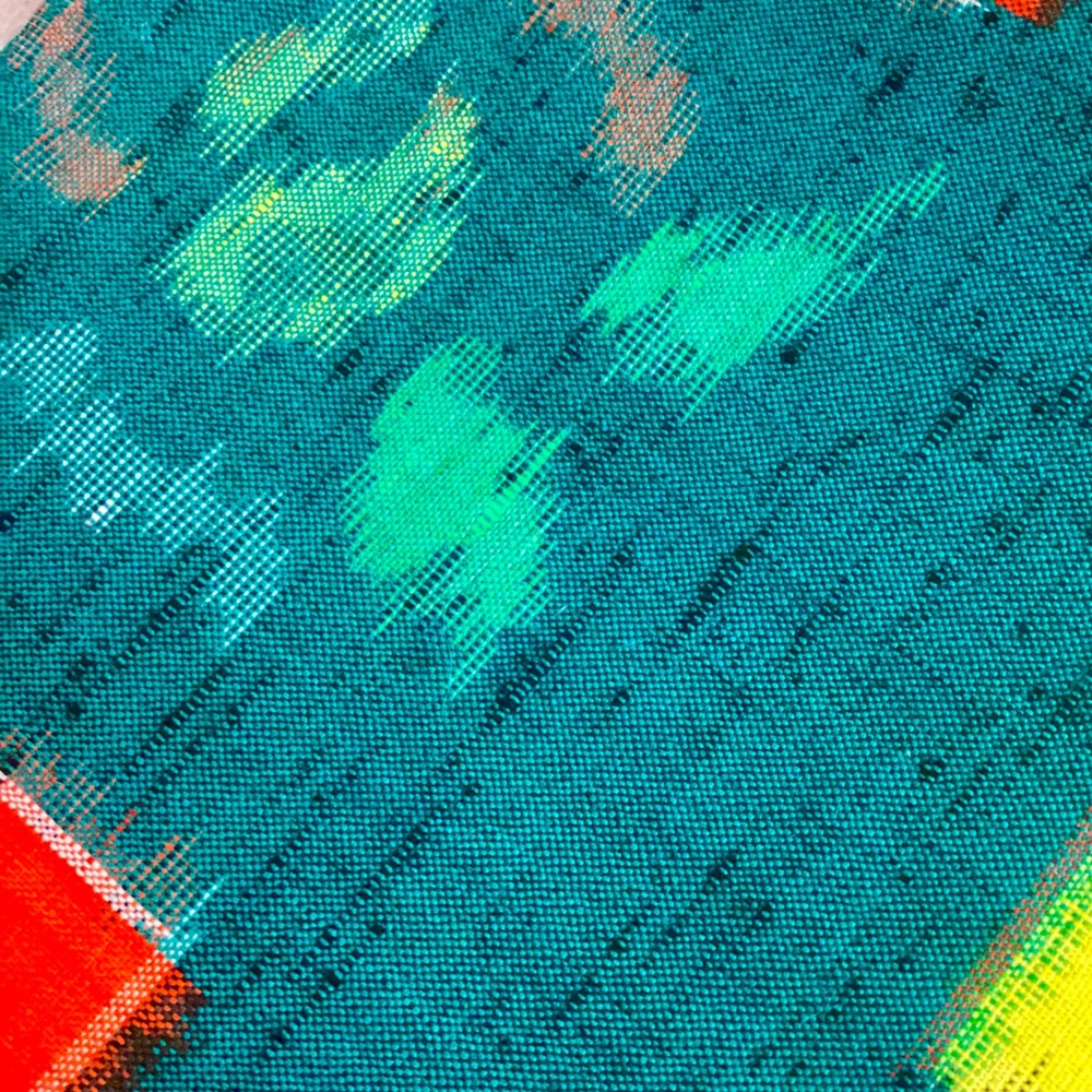 Kiriko Original Oregon Green Kasuri Ikat Woven Textile & Leather Wristlet - Picture 8 of 10